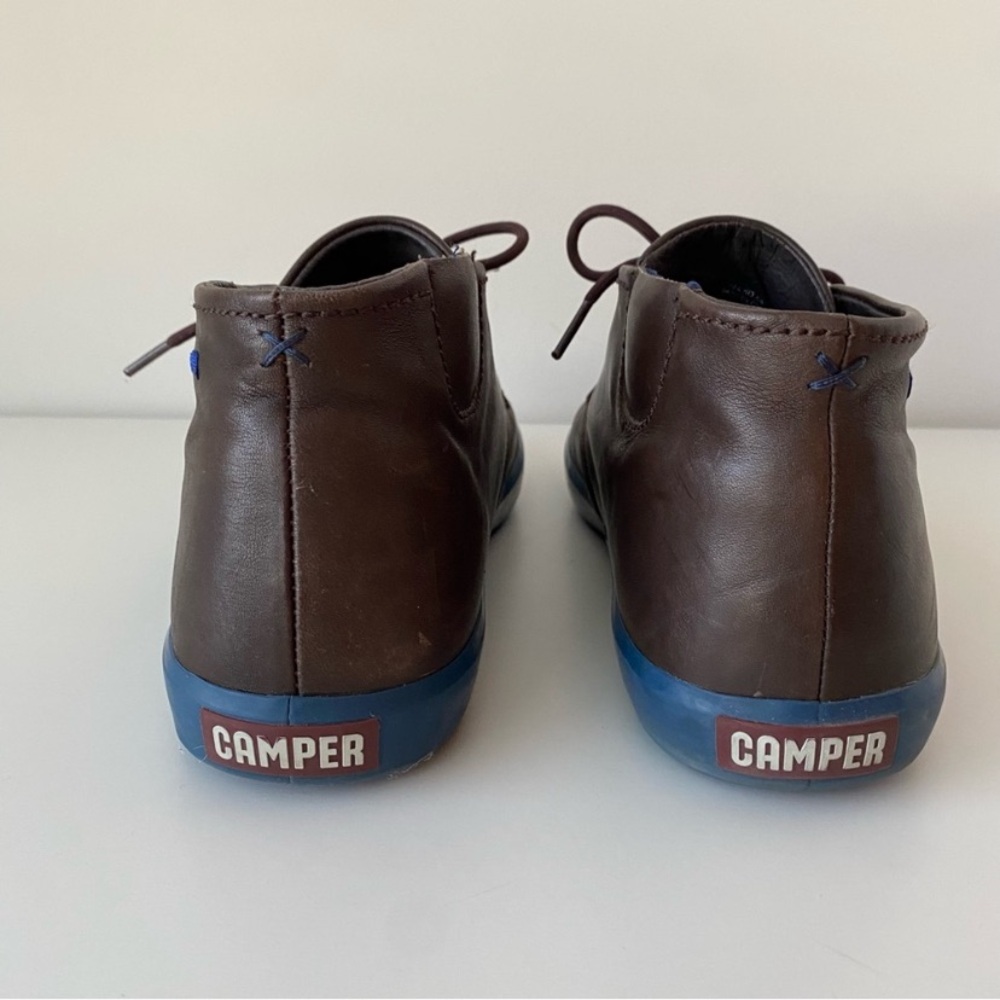 Camper Lace-up Chukka Boots in Brown Leather with Blue Soles, Size US 11, EUC - Picture 3 of 12